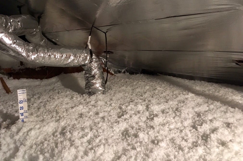 attic with radiant barrier and insulation