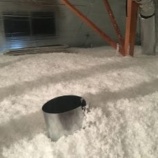 HVAC maintenance - attic with radiant barrier and insulation and a vent